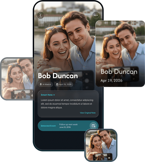 Make Contact Memory Card showing a shared photo, place, date and note